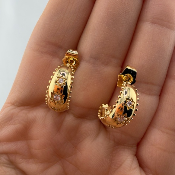 Elegant Gold and Silver Hoop Earrings - Picture 8 of 11